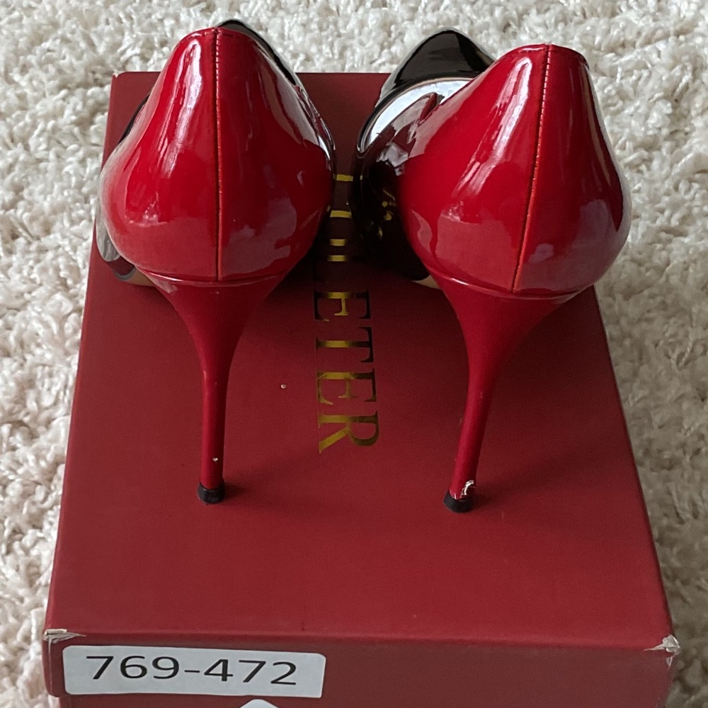 💐NEW IN BOX💐 Coleter Middle Heels Black/Red  - size 8 - Picture 5 of 10